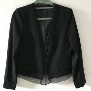 Gap Black Blazer with Tulle Trim